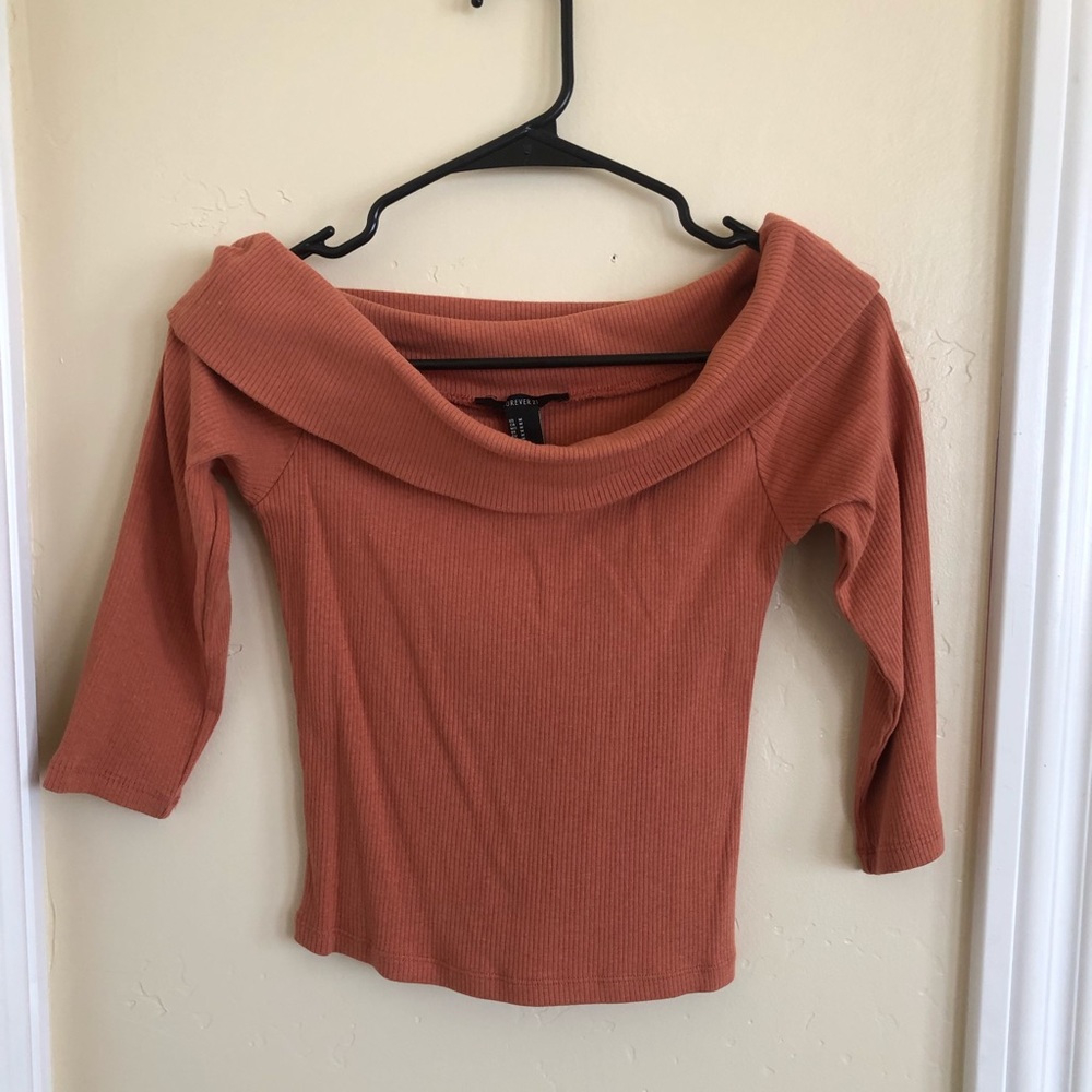 Forever 21 burnt orange off-shoulder top